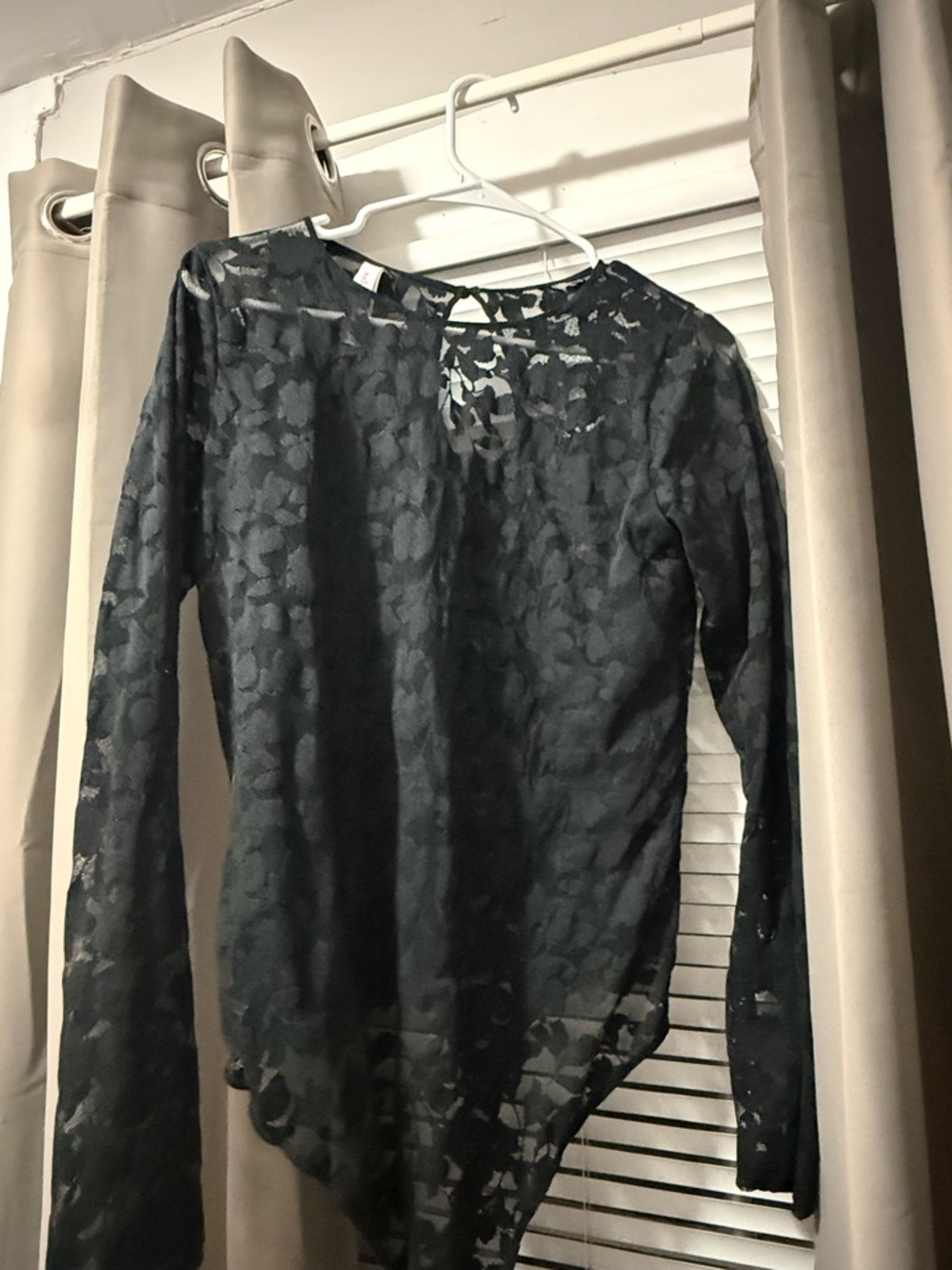 Target Black Sheer Floral Lace Long-Sleeve Bodysuit